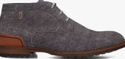 FLORIS VAN BOMMEL grijze veterschoenen sfm-50159 crepi grijs