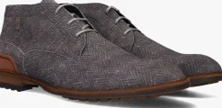 FLORIS VAN BOMMEL grijze veterschoenen sfm-50159 crepi grijs