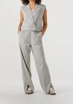 ALIX THE LABEL lichtgrijze gilet ladies woven pinstripe waistcoat lichtgrijs Clearance